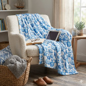Blaue Meeresmuscheln. Maritim. Fleece-Decke Fleecedecke