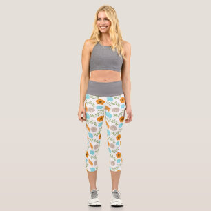 Blaue Meeresmuscheln Meer Schnecke Orange Blume Capri Leggings