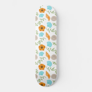 Blaue Meeresmuscheln Meeresschnecke Orange Blume Skateboard