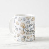 Blaue Meeresschalen vom Strand Kaffeetasse (Vorderseite Links)