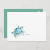 Blaue Meeresschildkröte Feiertagspostkarte (Vorne/Hinten)