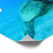 Blaue Meeresschildkröte in Herzschildkröten Hawaii Poster (Ecke)