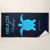 Blaue Meeresschildkröte Personalisiert Strandtuch (Vorderseite)