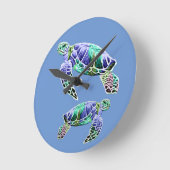 Blaue Meeresschildkröten Runde Wanduhr (Winkel)