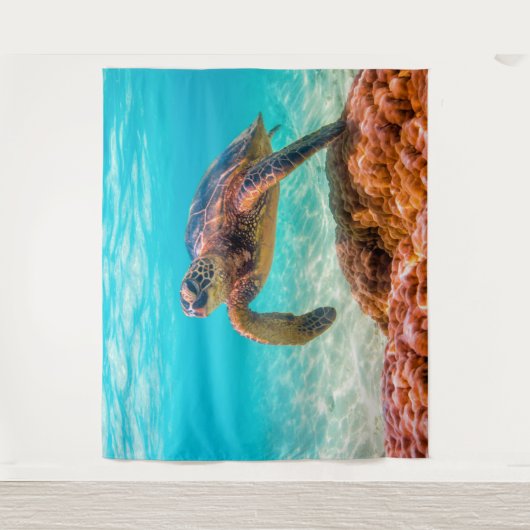 Blaue Meeresschildkröten Wandteppich (Vorderseite)