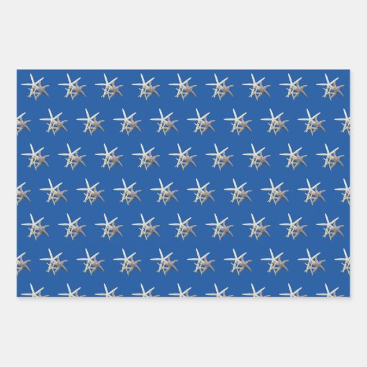 Blaue Meeressterne-Schatten Geschenkpapier Set (Vorderseite 3)