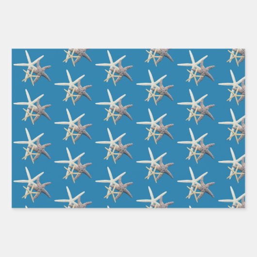 Blaue Meeressterne-Schatten Geschenkpapier Set (Vorderseite)
