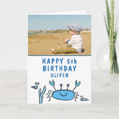 Blaue Meerestiere Krebse Muschel Junge Geburtstag  Karte (Vorderseite)