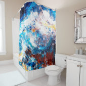 Blaue Meereswelle. Künstlerische Splash von hellen Duschvorhang (Beispiel)