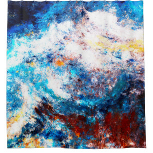 Blaue Meereswelle. Künstlerische Splash von hellen Duschvorhang