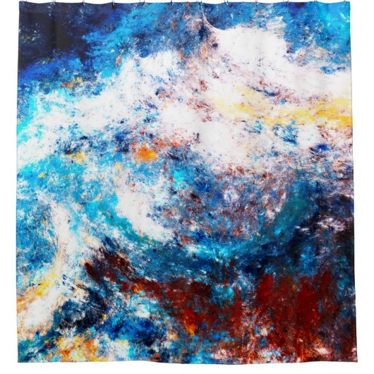 Blaue Meereswelle. Künstlerische Splash von hellen Duschvorhang (Vorderseite)