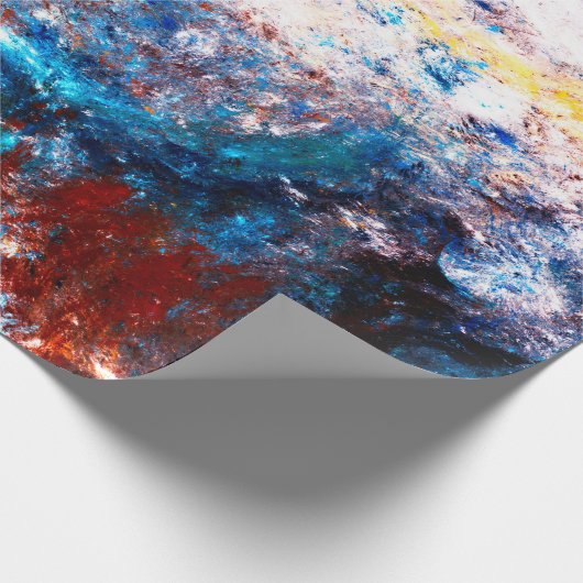 Blaue Meereswelle. Künstlerische Splash von hellen Geschenkpapier (Ecke)