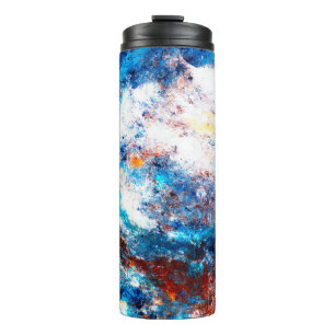 Blaue Meereswelle. Künstlerische Spritzer von leuc Thermosbecher