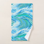 Blaue Meereswellen Badhandtuch Set (Handtuch)