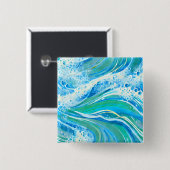 Blaue Meereswellen Button (Vorne & Hinten)