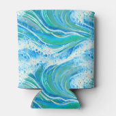 Blaue Meereswellen Dosenkühler (Rückseite)