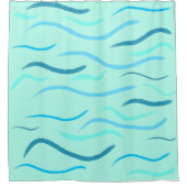 Blaue Meereswellen Duschvorhang (Vorderseite)