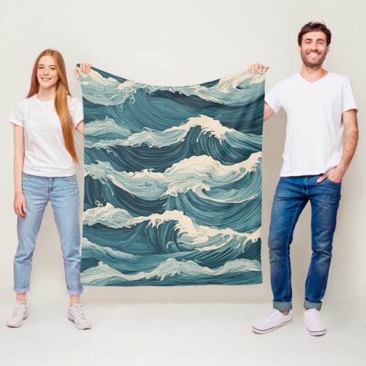 Blaue Meereswellen Fleecedecke (Beispiel)