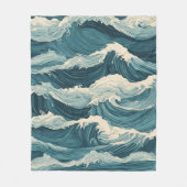 Blaue Meereswellen Fleecedecke (Vorderseite)
