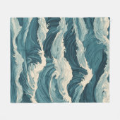 Blaue Meereswellen Fleecedecke (Vorderseite (Horizontal))