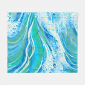 Blaue Meereswellen Fleecedecke (Vorderseite (Horizontal))
