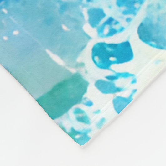 Blaue Meereswellen Fleecedecke (Ecke)