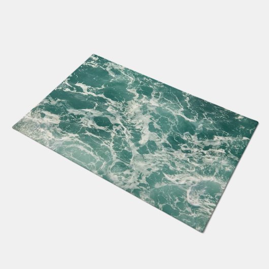 Blaue Meereswellen Fußmatte (Schrägansicht)