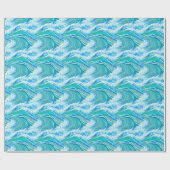 Blaue Meereswellen Geschenkpapier (Flach)