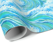 Blaue Meereswellen Geschenkpapier (Rolleneckpunkt)