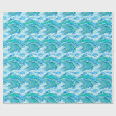 Blaue Meereswellen Geschenkpapier (Flach)
