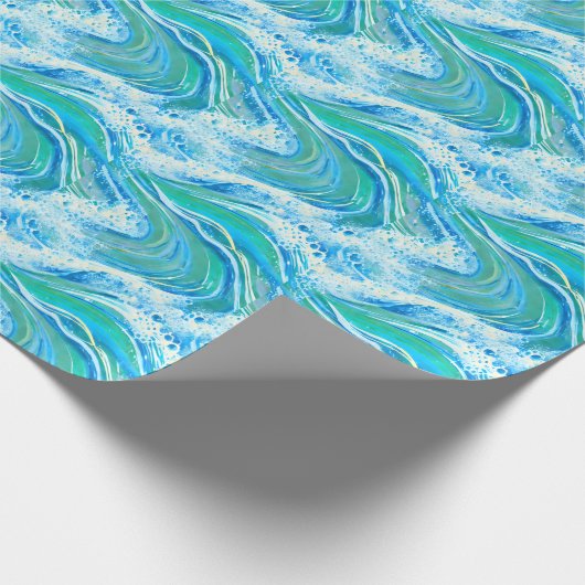 Blaue Meereswellen Geschenkpapier (Ecke)