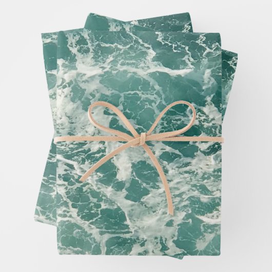 Blaue Meereswellen Geschenkpapier Set (Beispiel)