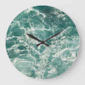 Blaue Meereswellen Große Wanduhr (Vorderseite)