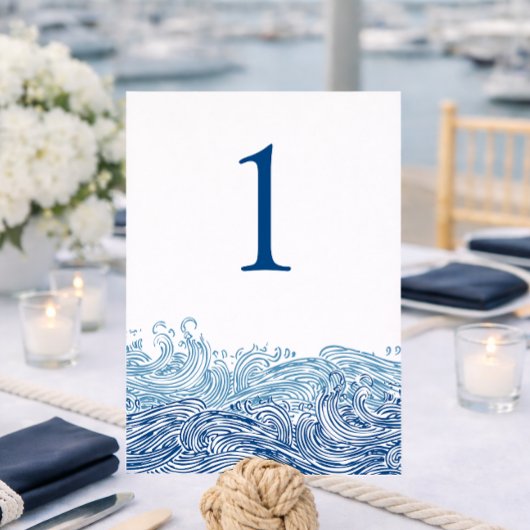 Blaue Meereswellen Hochzeiten Tischnummer