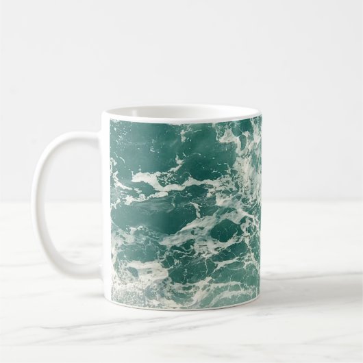 Blaue Meereswellen Kaffeetasse (Links)