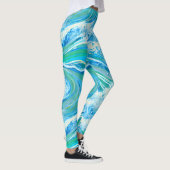 Blaue Meereswellen Leggings (Rechts)