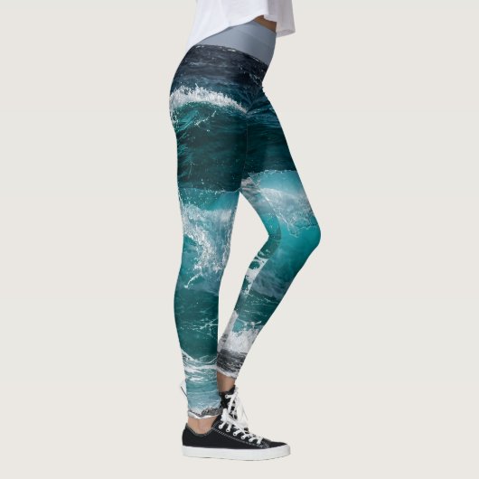 Blaue Meereswellen Leggings (Rechts)