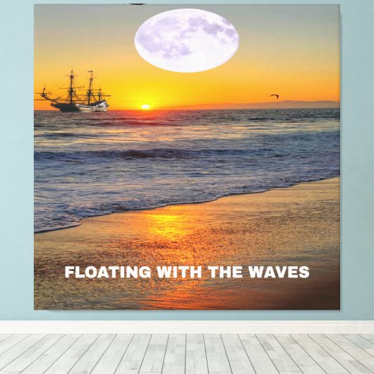 Blaue Meereswellen Leinwanddruck (Insitu (Holzboden))