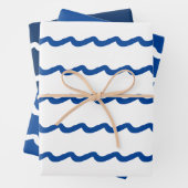 Blaue Meereswellen Muster modern Geschenkpapier Set (Beispiel)