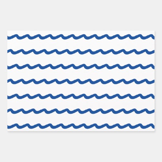 Blaue Meereswellen Muster modern Geschenkpapier Set (Vorderseite)