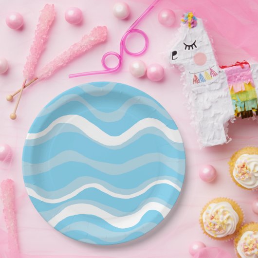 Blaue Meereswellen Pappteller (Party)