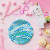 Blaue Meereswellen Pappteller (Party)