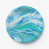 Blaue Meereswellen Pappteller (Vorderseite)