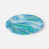 Blaue Meereswellen Pappteller (Schrägansicht)