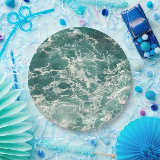 Blaue Meereswellen Pappteller (Party)
