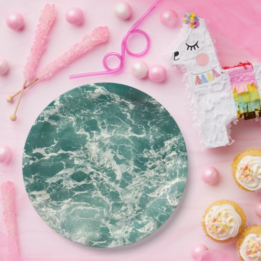 Blaue Meereswellen Pappteller (Party)