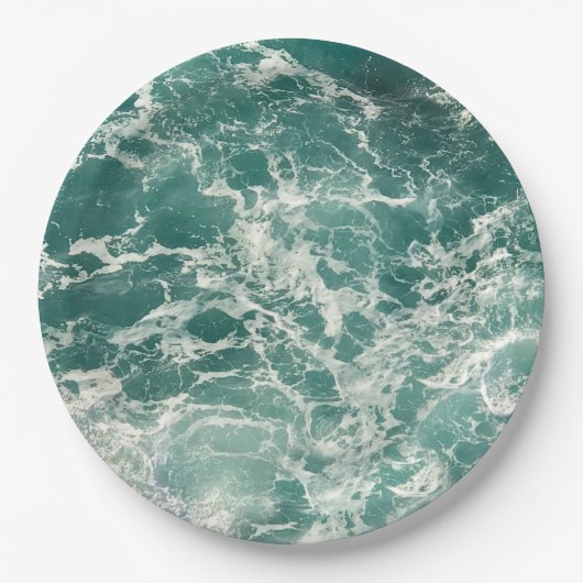 Blaue Meereswellen Pappteller (Vorderseite)