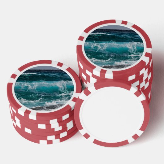 Blaue Meereswellen Pokerchips (Stapel)