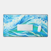 Blaue Meereswellen Schreibtischunterlage (Tastatur & Maus)