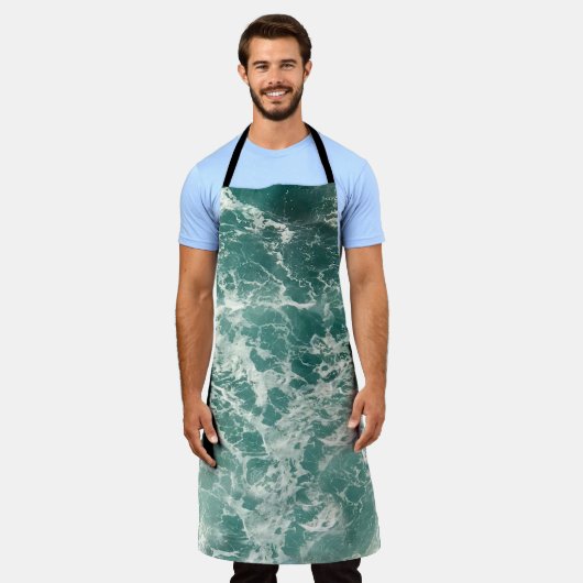 Blaue Meereswellen Schürze (Getragen)
